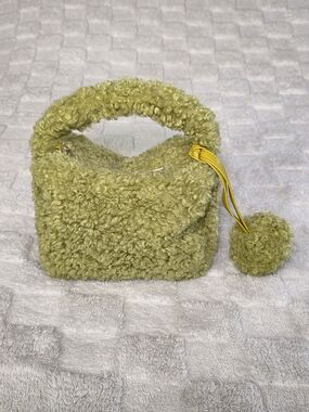 BOUCLE MINI BAG W/ BAG CHARM + CHAIN STRAP PALE GREEN W/ SILVER HARDWARE NWOT